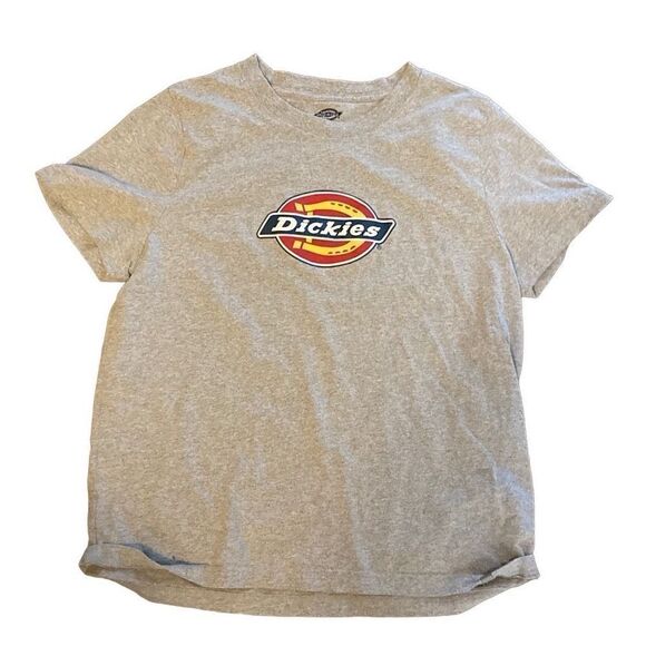 Dickies Men’s Unisex Size XL Short Sleeve Cotton Graphic Logo T Shirt Grey Red - Picture 1 of 5